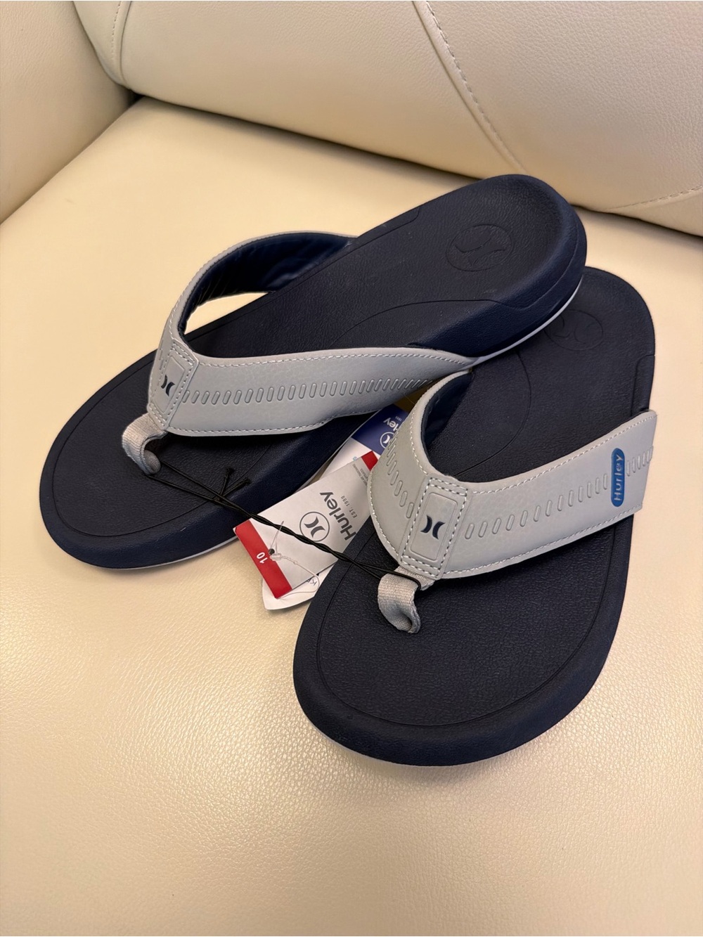 Hurley Men’s Navy and Light Gray Flip Flops